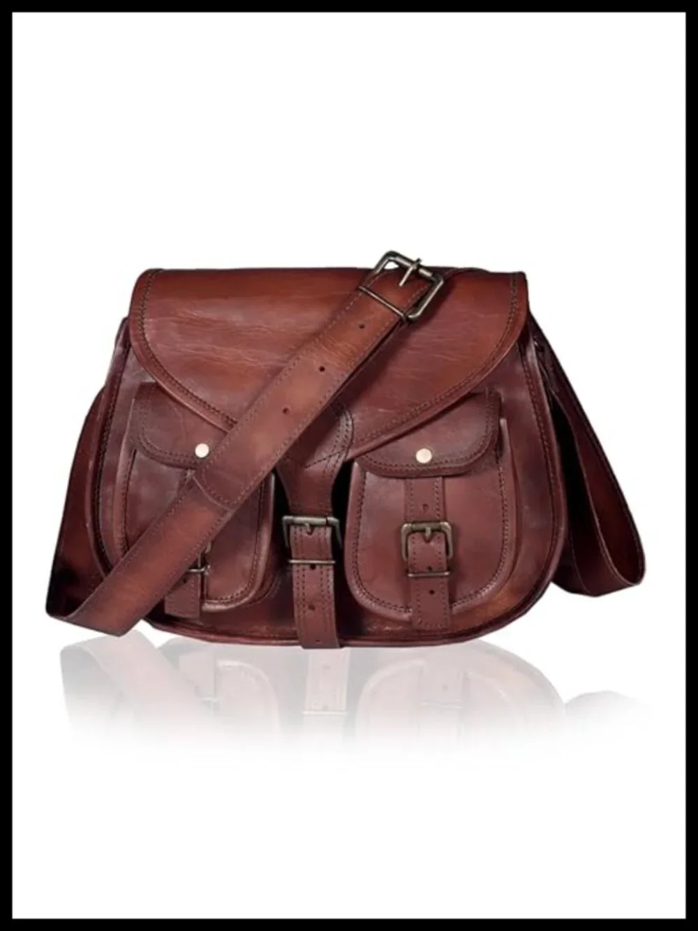 Genuine Leather Crossbody Satchel Handbag with Adjustable Strap Tote Shoulder